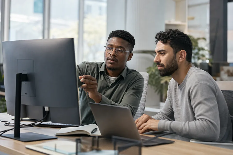 Two engineers working through a question about a private GitHub codebase together